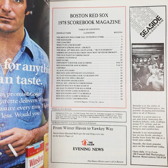Boston Red Sox Vintage 1978 Scorebook Magazine Program MLB Baseball 70s Unscored - Picture 4 of 12